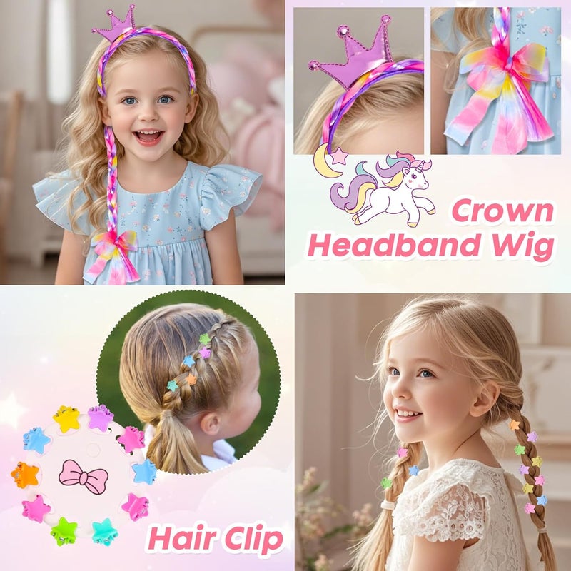 PinkSheep Unicorn Kids Jewelry for Girls: Toddler Princess Dress Up Unicorn Toy Set, Ring Necklace Bracelace Earing Clip for Little Girls, for Kids Toddler Jewelry Age 3-8 - Image 4